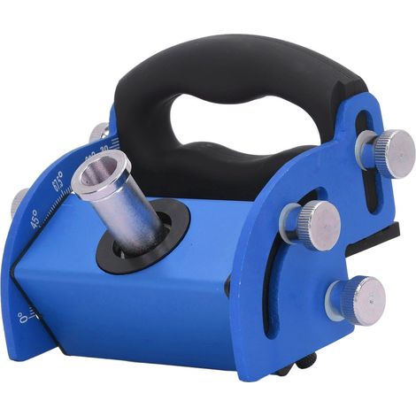 Guide de perçage incliné réglable 0-90° en alliage d'aluminium, bleu, avec échelle claire, pour trous obliques (1/5)