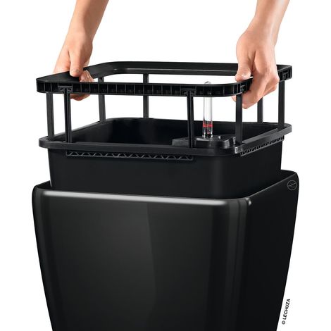 LECHUZA® Pflanzgefäße QUADRO LS 35 Schwarz hochglänzend All-in-One (1/4)