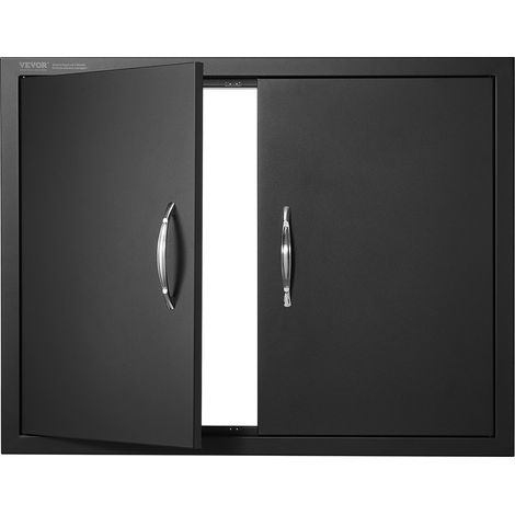 Porte d'Accès pour Barbecue, Double Porte de Cuisine Extérieure 788x610x46 mm, Porte Encastrée Plaque Froide, avec Poignées, pour Îlot de Barbecue Noir (Inox + Produit Pulvérisé à l'Huile) (1/5)