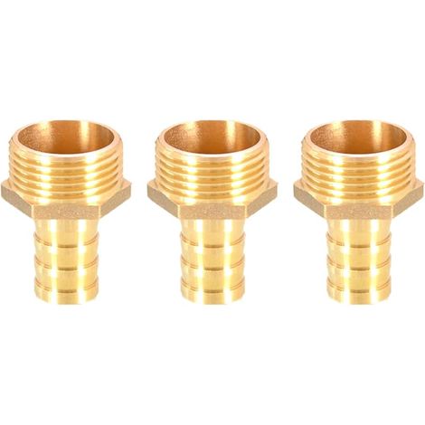 Lot de 3 raccords de tuyau cannelés en laiton 19 mm vers 2,5 cm mâle BSP filetage adaptateur de tuyau (1/3)