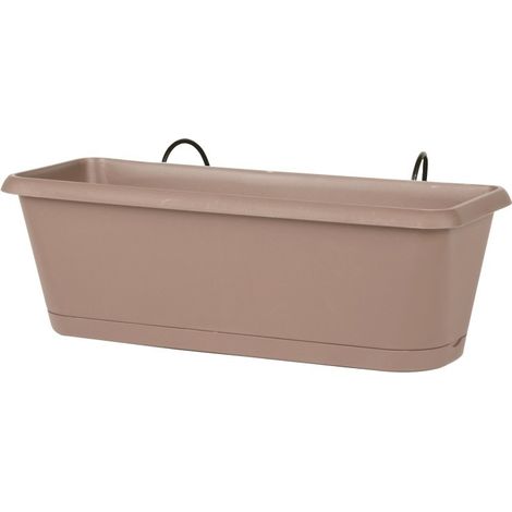 EDA – Jardinière CHORUS taupe 30 x 12 x 11,4 cm – Volume 2,6 L – Drainage en croix – Polypropylène pour espaces confinés