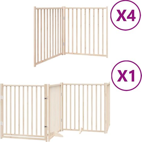 Maison Exclusive - Barrière pour chien porte pliable 12 panneaux bois de peuplier (1/5)