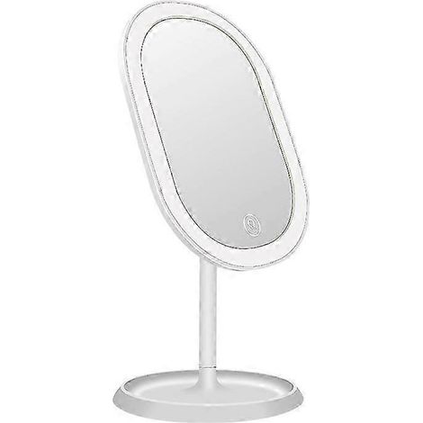 Miroir de maquillage lumineux LED, rechargeable et sans fil, avec 3 niveaux d'intensité lumineuse et un double grossissement. (1/5)