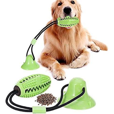 Jouet à mâcher pour chien à ventouse avec fonction de nettoyage et d'hygiène dentaire - Vert (1/5)