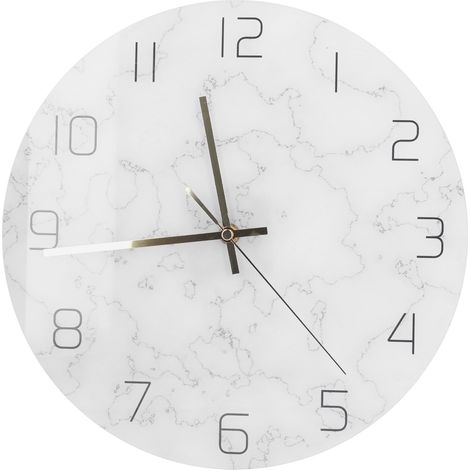 Horloge murale simple effet marbre, en acrylique craquelé, impression UV, décoration de salon (1/5)