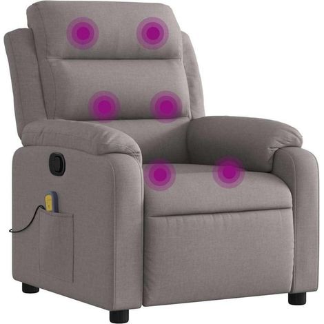 Massagesessel mit verstellbarer Rückenlehne und Fußteil, Relaxsessel mit Liegefunktion, Taupe Stoff (1/5)