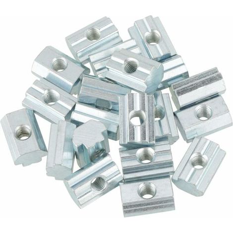 20 Stück Standard-Gleitmuttern aus verzinktem Kohlenstoffstahl, T-Gleitmuttern für Aluminiumprofilzubehör (T-Mutter Typ 40 M8)