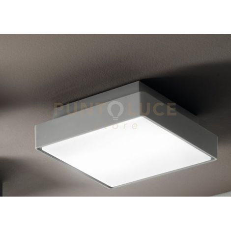 PICCA PLAFONIERA PER ESTERNI GRANDE GRIGIA 30X30CM 2 LUCI ATTACCO E27