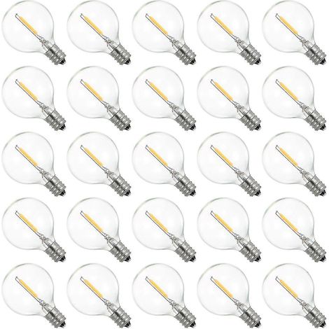Ampoules LED G40, lot de 25, culot E12, 230 V, étanches, blanc chaud, IP44 (1/2)