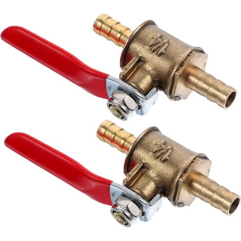 Vanne à Bille en Cuivre 6mm, Lot de 2, Rouge, Raccord Connexion Rapide, Faible Perméabilité, pour Réseaux de Tuyauterie et Alimentation Pétrole-gaz (1/5)