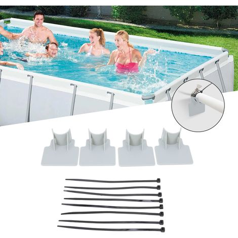 Ensemble de 4 Supports de Tuyau pour Piscine Gris Économique (1/5)