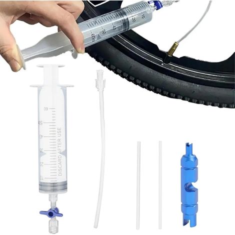 Tubeless Seringue,Seringue de Mastic de Vélo Tubeless,Outil de Retrait de Noyau de Valve de Seringue d'injecteur,Kit de Montage Tubeless,pour Autres Mastics (1/5)