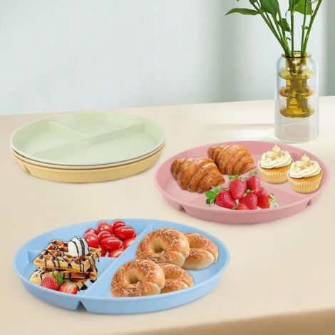 Assiette Compartiment - Lot de 5 - Réutilisables - 3 Compartiments - Matériaux Sûrs (1/4)