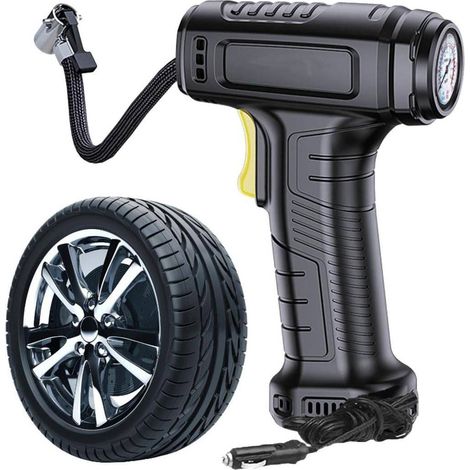 Bomba de neumáticos, bomba de coche, inflador de neumáticos, 12 V CC, bomba de neumáticos de coche con cable, inflado rápido, inflable con luz y detección de presión de neumáticos, apagado automático 