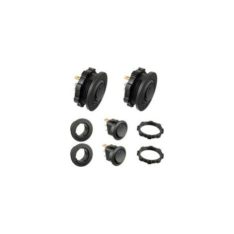 (4pcs)Interrupteur d'éclairage LED rond bleu KCD1-8 12V 20A Interrupteur à bascule étanche pour véhicules marins et divers Interrupteur d'éclairage étanche à 3 broches avec étui (1/5)