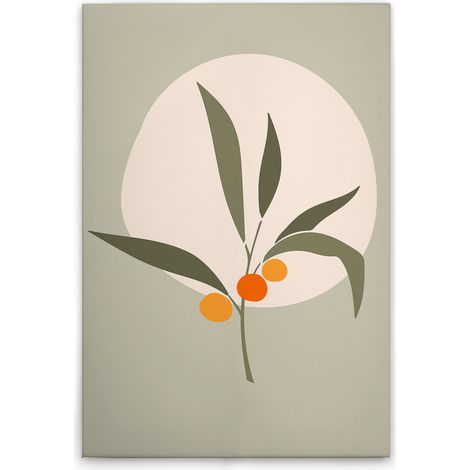 Leinwandbild Olivenzweig Modern M1-No.51453 - Kunstdruck auf Leinwand in Grün Creme - Wandbild 30 x 45 cm