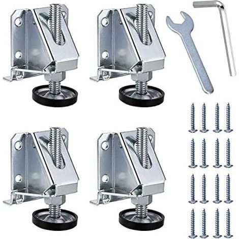 Lot de 4 pieds de nivellement réglables pour meubles M10 pour tables, étagères, armoires, établi avec écrous de verrouillage (1/5)
