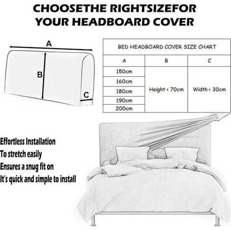 Housse Tete de Lit Extensible, Housse de Protection Tête de Lit Couleur Unie Nordique,Housse de Tête de Lit pour Lits Simples Dou,150cm