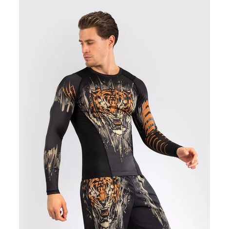 Maglia a maniche lunghe Venum Rashguard Tiger nera/arancione fluo taglia M