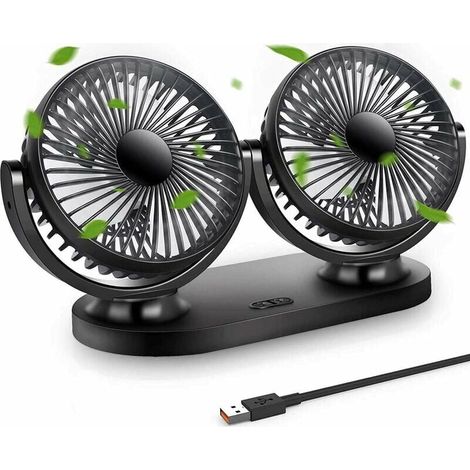 Ventilateur USB Mini Ventilateur Double Tête Rotatif à 360° Ventilateur Portable à 3 Vitesses pour Voiture/Table/Table/Camping/Pêche etc. (1/4)