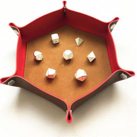Plateau à dés hexagonal pliable en cuir PU, petit organisateur de bureau, rangement des dés pour bijoux et clés pliable (1/3)