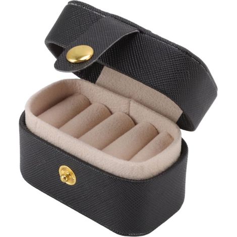 Mini-Ringaufbewahrungsbox aus PU-Leder, kleines Schmuckkästchen, Reiseorganizer, schwarzes Ohrringetui (1/5)