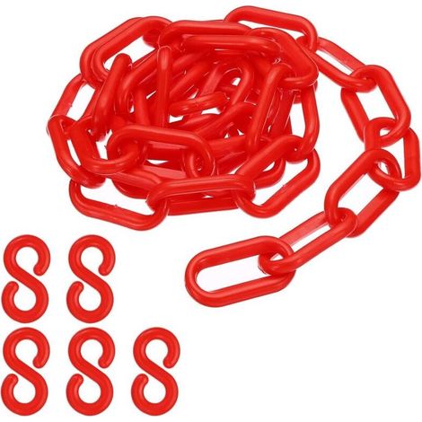 Maillons de chaîne en plastique rouge, 100 cm,6 mm, pour barrières, parkings, clôtures, portails et décoration (1/3)