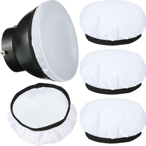 4 pièces diffuseur lampe chaussette couverture douce 7 pouces / 18 cm tissu standard diffuseur lumière chaussette lampe ombre lampe réflecteur pour strobe flash Speedlite (blanc)