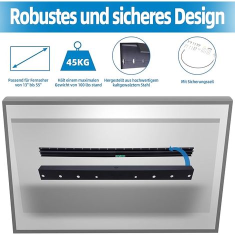 Antimbee Wall Mount for 13 to 55 Inch LED LCD OLED Plasma TVs, Max VESA 400 x 400 mm, Wall Mount without Plug for Plaster Plate, Bubble Level Included (1/4)