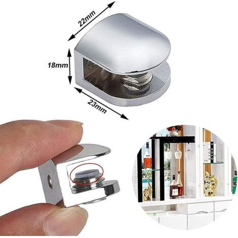 6 Pcs Pince De Support De Verre,Pince À Verre Pince Support En Alliage De Zinc Bains Pince De Verre Clips Pince Support D’Étagère En Verre Réglable Verre Pour Tablettes En Verre De 4-7 Mm D'É (1/5)