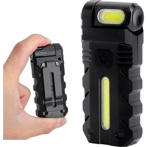 Mini torcia a LED ricaricabile, 400 lumen, estremamente luminosa, piccola torcia EDC con clip e base magnetica, 5 modalità di illuminazione (bianco freddo e rosso), girevole a 180° (1/5)
