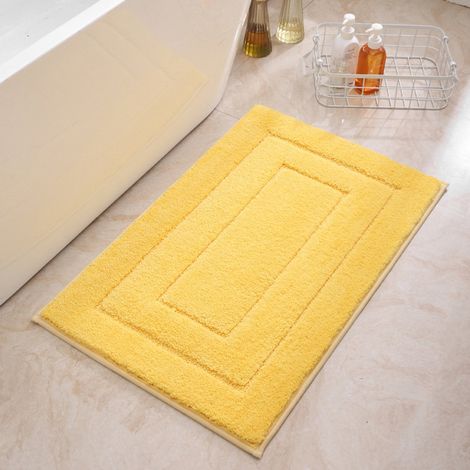 Tapis de bain antidérapant, doux, absorbant et lavable en machine pour douche, baignoire et toilettes, jaune, 40 x 60 cm (1/5)