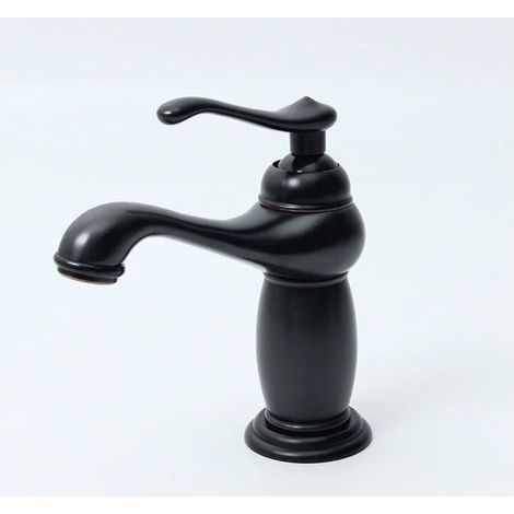 royaluxe -Robinet de lavabo Robinet de lavabo en laiton européen à poignée unique vintage - Noir (1/4)