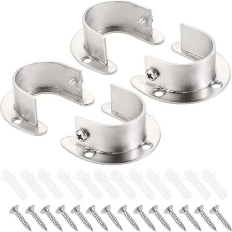 Lot de 4 supports de tringle à rideaux de 32 mm en acier inoxydable pour penderie de salle de bain et cuisine