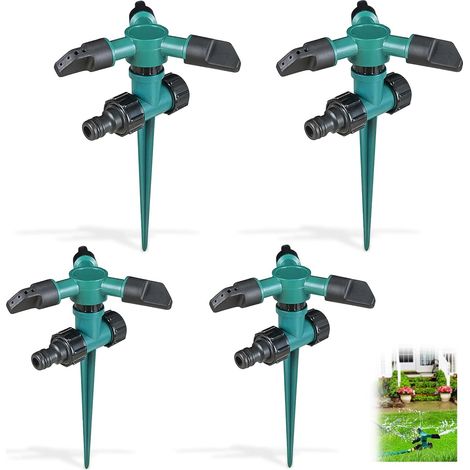 4 morceaux de pelouses, gicleurs à 360 ° extrémités rotatives pour les systèmes d'irrigation du jardin et l'irrigation pastorale, les bouchons au sol (1/5)