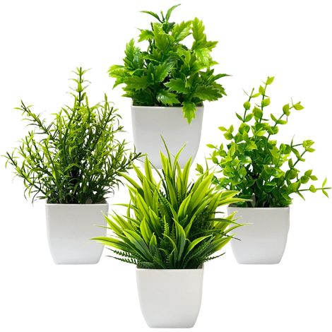 4 Plantes Artificielles Miniatures – Décoration Intérieure Maison Bureau Chambre Salle de Bain (1/5)