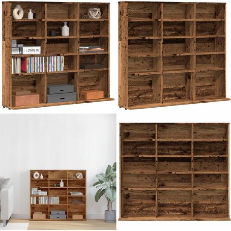 vidaXL Armoire à CD vieux bois 100x23x89,5 cm bois d'ingénierie (1/5)