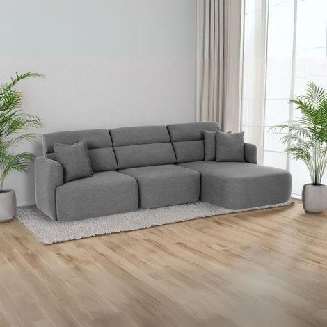 Divano con penisola reversibile e seduta traslante Koda tessuto grigio scuro 307x164x92H (1/5)