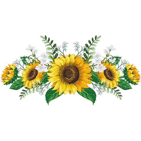 Sonnenblumen-Wandaufkleber, gelbe Blumen, wasserfest und abnehmbar (1/5)
