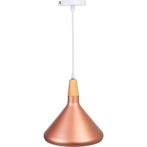Lámpara de techo de madera y metal cobriza 27x27x30