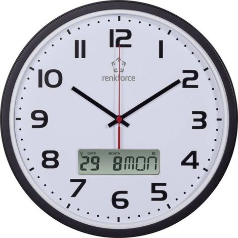 32 cm digitale Wanduhr – HDWRCL135 – Analog- und LCD-Anzeige – Funksteuerung DCF77 – Anzeige von Datum und Wochentag – Renkforce – Y118171