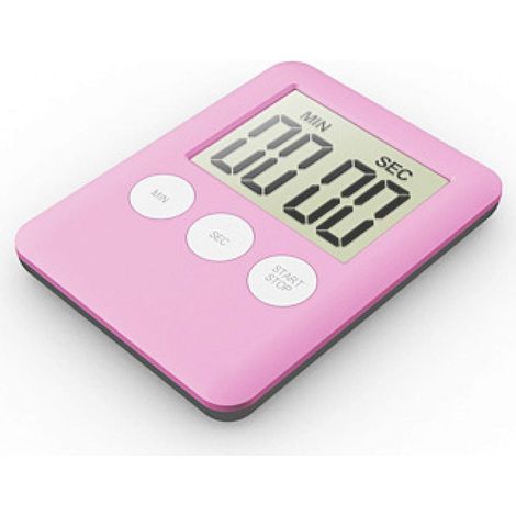Minuteur de cuisine carré à écran LCD fin, avec compte à rebours et alarme magnétique rose (1/3)