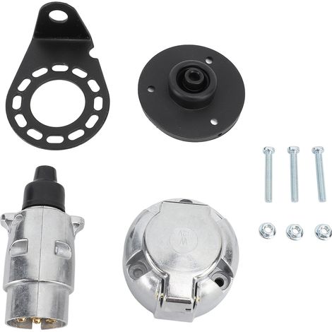 Kit de prise de remorque/camion 7 broches DC12V avec connecteur de signal, faisceau de câblage et supports de montage (1/5)
