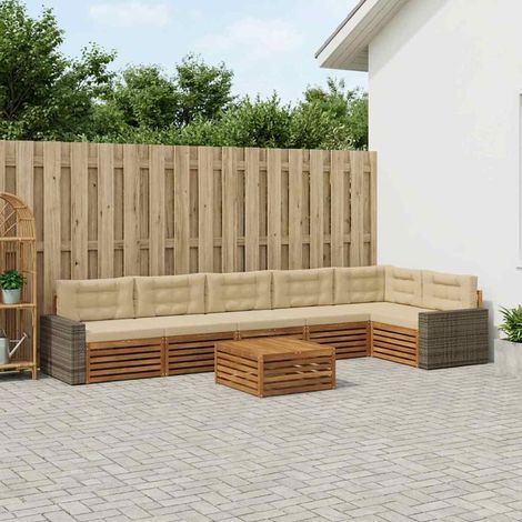 vidaXL Outdoor-Sofagarnitur 7 pcs Natur und Beige 79 x 79 x 37 cm (1/5)