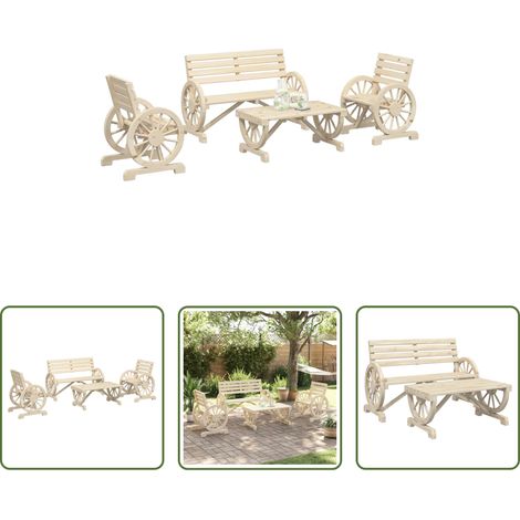 Gartenstuhl -  4-tlg. Garten-Lounge-Set Massivholz Tanne (1/5)