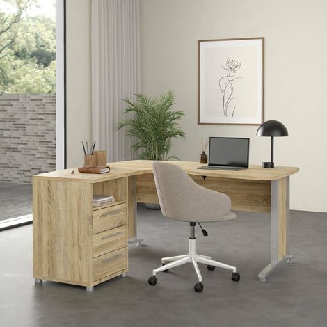 Dmora - Escritorio Lumpur, Escritorio multiusos, Mesa de oficina para PC, El plan de trabajo, 159x150 h75 cm, Roble (1/5)