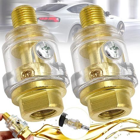 2 Pièces Mini-Graisseur en ligne, Huileur Pneumatique, Mini lubrificateur automatique, Air Comprimé-Mini brouillard lubrificateur 1/4 ", pour Outils à air Comprimé, Visseuse à Percussion (1/5)