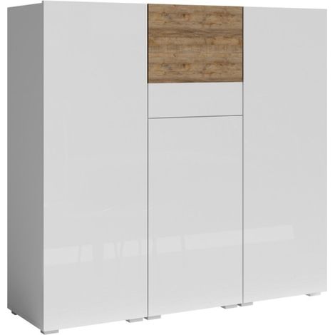 Buffet alto design RIGA bianco e rovere