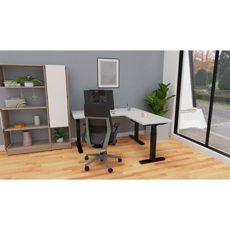 Bureau d'angle réversible électrique avec encoche Dynamics