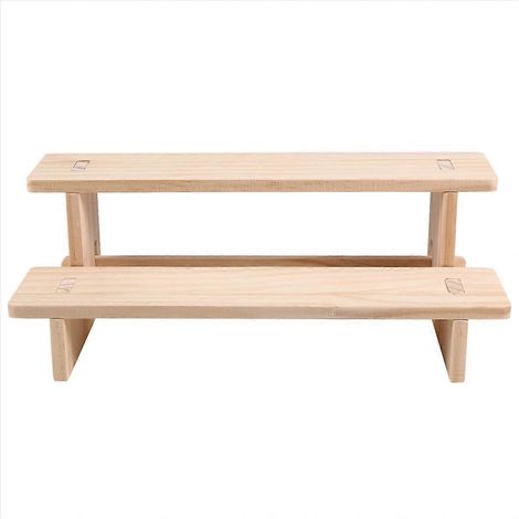 Présentoir en bois à deux étages, présentoir de bureau pour parfums et cosmétiques, également adapté aux ustensiles de cuisine. (1/5)